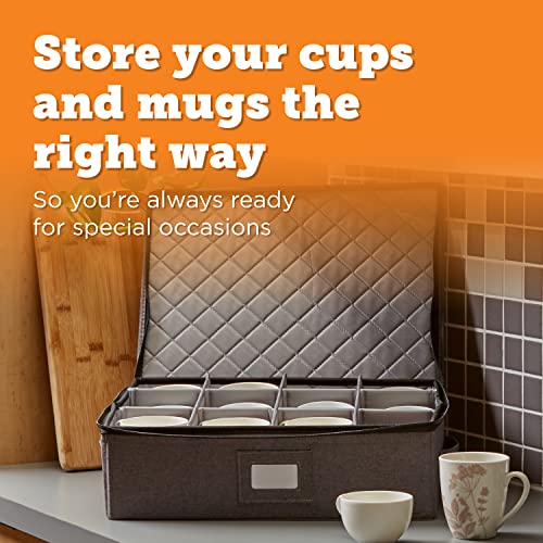 Storagelab China Storage Set, Hard Shell And Stackable, For Dinnerware Storage And Transport, Protects Dishes Cups And Mugs, Felt Plate Dividers Included (Gray, 1 Piece Box For Cups And Mugs) #TOP1