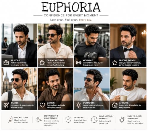Image of EUPHORIA European Full Lace Hair Patch for Men | 0.03 mm Ultra Thin Lace Base | 100% Human Hair Toupee | Undetectable Hairline | Breathable Non-Surgical Replacement System | (Brown, 8x6)
