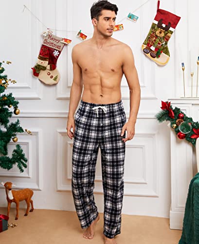 Image of U2SKIIN Mens Fleece Pajama Pants, Warm Plaid Lounge Pj Bottoms