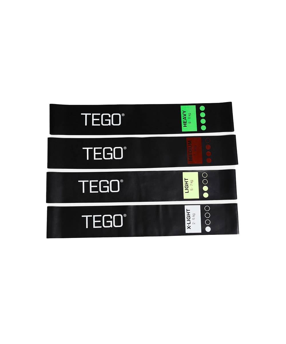 TEGO -Mini Loop Resistance Band-Black-Extra Light to Heavy-Pack of 4 for Workout Set Exercise,Stretching Pull Up Bands for Home Exercise for Gym Men,Women-image-33