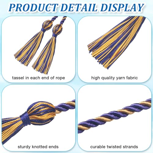 Image of ONUPGO Purple Gold Graduation Cord, Graduation Honor Cords Rayon Braided Tassel Cord for 2026, 68 inch Polyester Yarn Long Robe Honor Rope for Graduation Students, Bachelor Gown