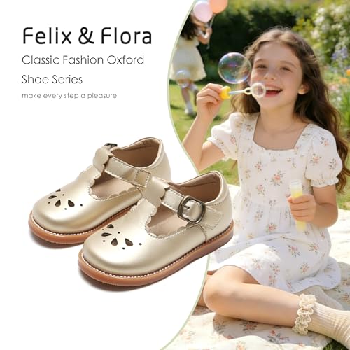 Image of Felix & Flora Toddler Little Girl Mary Jane Dress Shoes - Ballet Flats for Girl Party School Shoes
