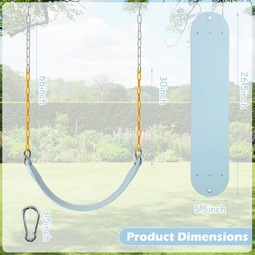 Image of Sunnyglade 2PCS Swings Seats Heavy Duty with 66 inch Chain, Playground Swing Set Accessories Replacement with Snap Hooks, Support 250lb (2, Pastel Blue)