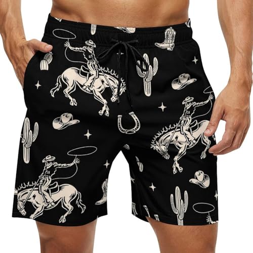 JOJOART Western Cowboy Boho Cactus Men's Swim...