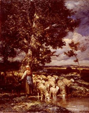 Peinture à l'huile Shepherdess Jacque 12x16 pouces pour salon