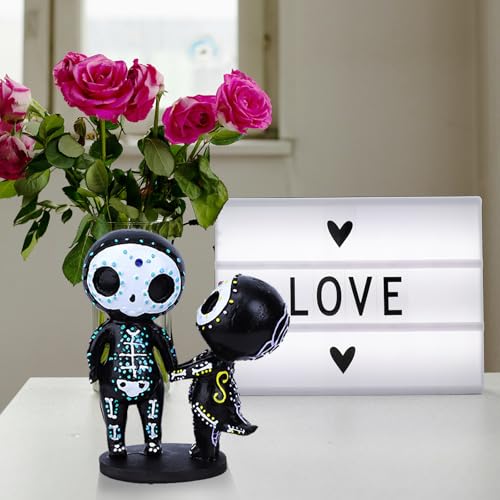 Estatua de pareja Calavera de Azúcar resina decorativa miniatura 4