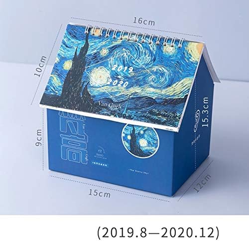 Perpetual Calendar 2020 Desk Calendar Multi-Function Note 2020 Planner Scheduler Creative House Calendar Student Stationery Desktop Storage Box Calendar (Color : Navy Blue)