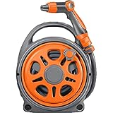 NOOFIE Einziehbare Gartenschlauchrolle, 90 cm + 152 cm, tragbar, einfache Schlauchtrommel mit 6 verstellbaren Mustern, Schlauchtrommel für Gartenbewässerung, Autowäsche, Haustier