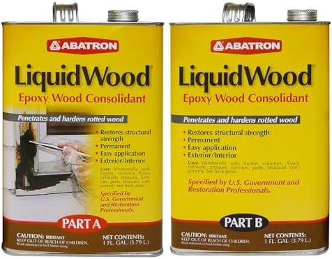 Abatron LiquidWood Kit - 2 Gallon - 2-Part Structural Wood Epoxy Resin - Wood Hardener and Consolidant - Perfect Primer for WoodEpox Epoxy Wood Filler