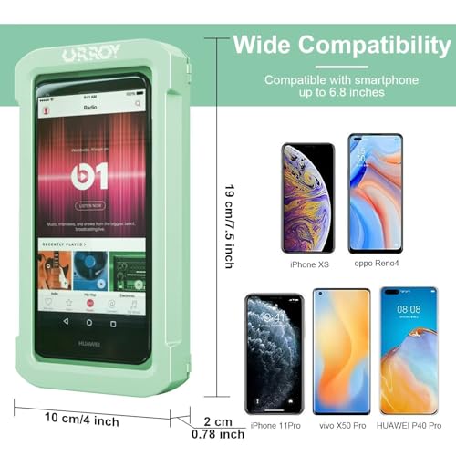 Image of URROY Shower Phone Holder Waterproof, 360 Rotation Shower Phone Case, Anti-Fog High Sensitivity Universal Cover Mount Stand for Bathroom Wall Mirror Bathtub Kitchen, Gift for Men Women New Mint