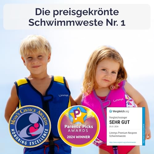 Limmys Premium Schwimmweste für Kinder – Moderne Schwimmhilfe für Jungen, Mädchen und Kleinkinder – Mit praktischer Tragetasche