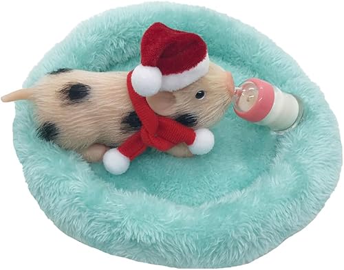 Miniatura 7 de Cerdito de silicona de 5 pulgadas con accesorios, animales de silicona suave y realistas en miniatura para regalo de Navidad para niños (Navidad
