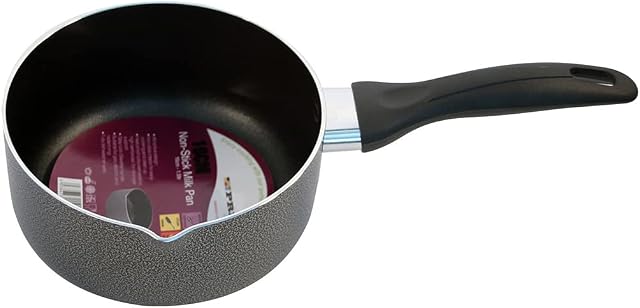 New 16CM Non Stick Milk PAN COOKWARE Black STIR Kitchen Handle Cooking Heating | Pouring SPOUT | Easy to Clean | Non Stick Coating | Boil Eggs Warming Milk