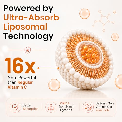 Image of LipoMax Liposomal Vitamin C Capsules 1000mg | High Absorption Vit C Supplement For Immunity, Skin & Antioxidant Support | Gentle On Stomach - 60 Veg Capsules