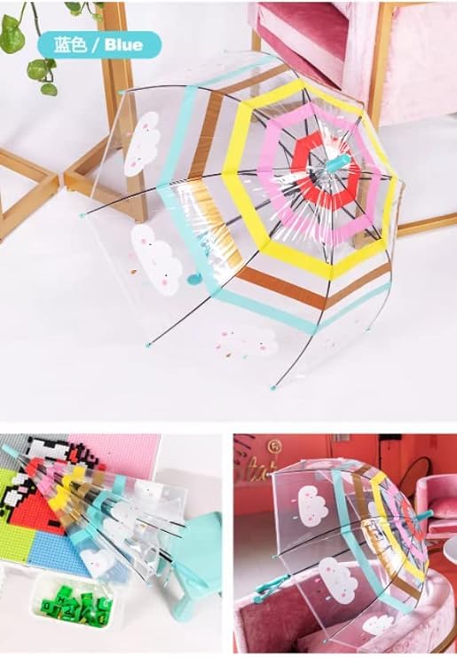 Image of Rainbow Smiling Sun Umbrellas Children Magic Cloud Transparent, See through Dome Umbrella for Children, Umbrella for Girls and Boys, Umbrella for Kids