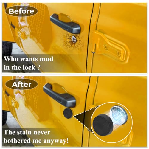 Image of CALBEAU Strong Magnet Keyhole Covers Compatible with 2018-2026 Jeep Wrangler JL and Gladiator JT, 2 Front & 1 Tailgate Door Lock Protectors, Star, 3 PCS