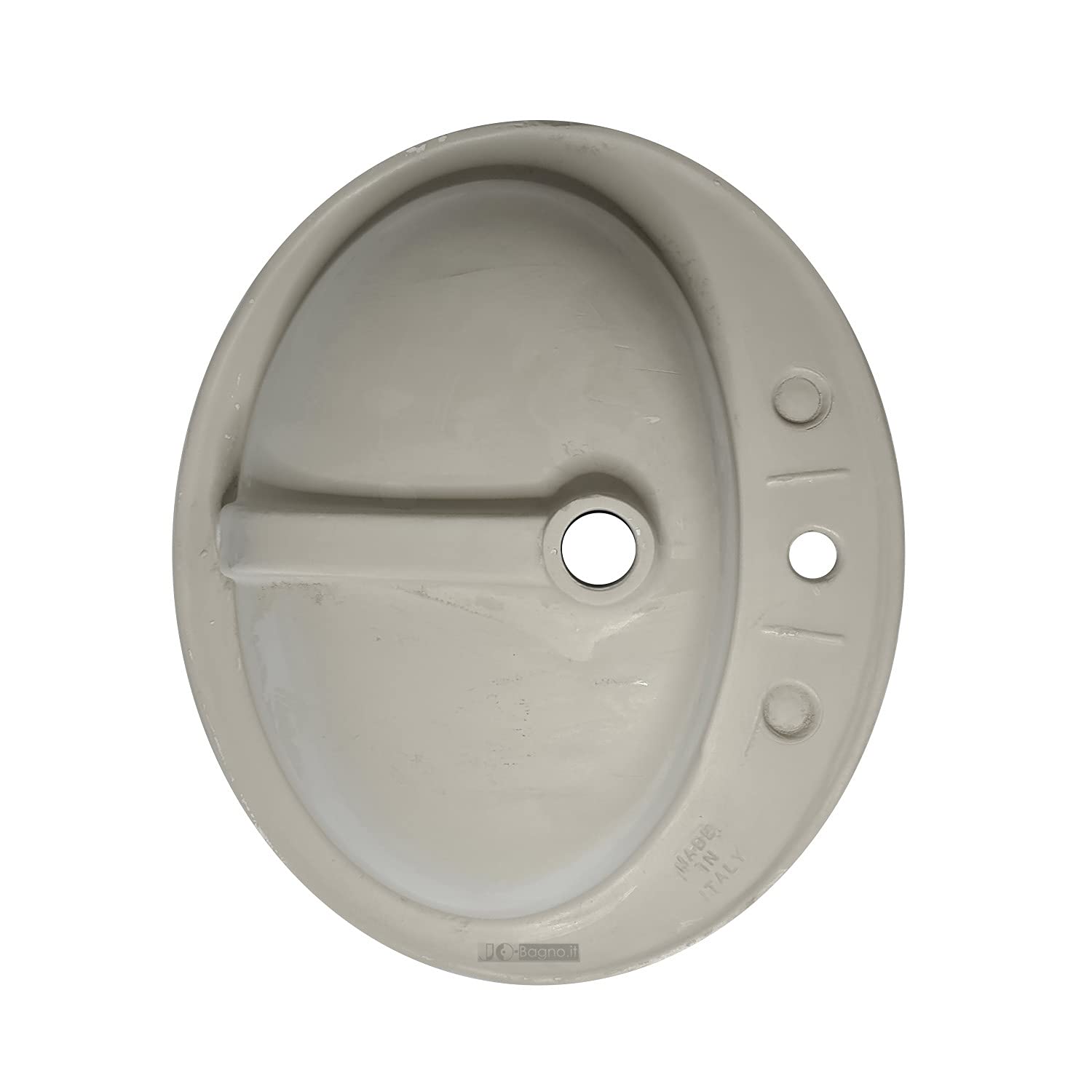 LAVABO Incasso TONDO Ceramica - Lavandino Soprapiano OVAL L. 62 x 52 cm Monoforo Pred. a 3 Fori