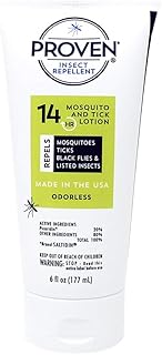 Proven Insect Repellent Lotion, Keep Mosquitoes, Ticks and Flies Off, DEET Alternative Repellent, Up to 14-Hour Protection, Great for Outdoor Camping and Hiking, 6 Ounce, Odorless Lotion
