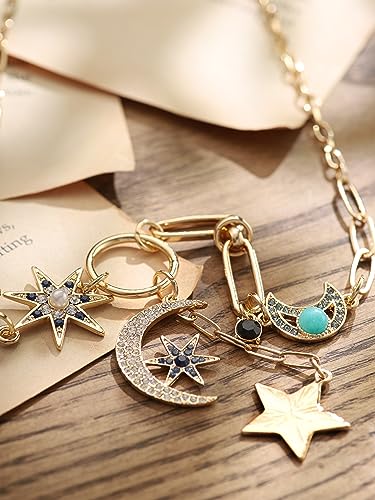 Sacina Boho Gold-Tone Moon and Star Necklace, Star Jewelry, Gold-tone Charm Boho Necklace, Christmas Jewelry Gift For Women - Image 5