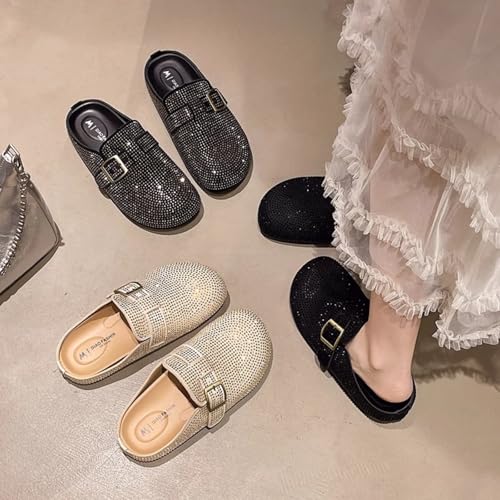 ZQW Women's Sparkle Cloud Slippers Comfort Platform Cork Chunky Slip-On Slides Buckle Closed Toe Mules Shoes Summer Footwear2