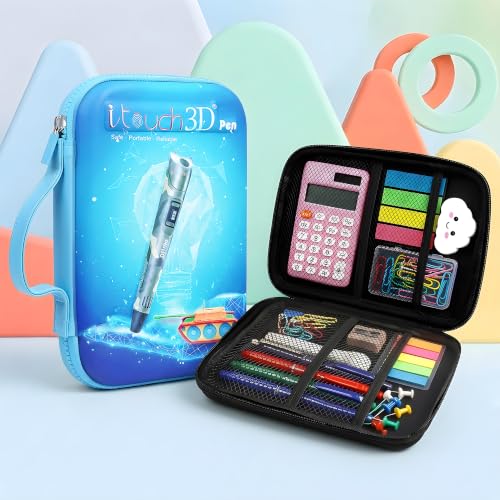 Image of WOL 3D Cartoon Printed Pencil Case with Compartments | Large Capacity Stationery Organizer Zipper Pouch, Water-Resistant Pen Holder for Girls, Boys, Kids, School, Travel & Office Use - Blue