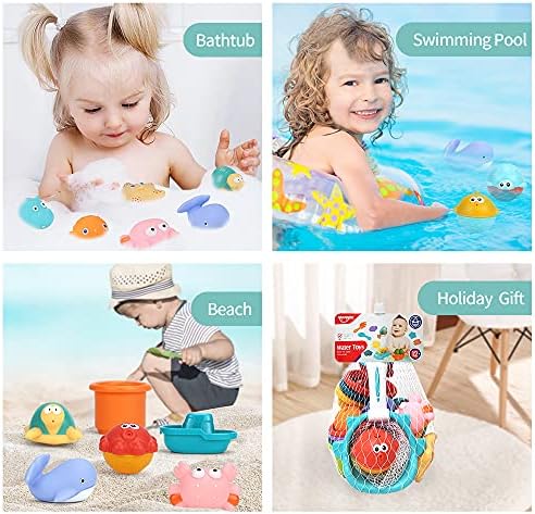 Eners Tub Toy Set, Seashore Toys, Toddler Bathtub Tub Toys, Floating Animal Toys for Children, Pool Toys for Infants 2-4 Years Previous (17 Piece Set with Fishing Web and Organizer) 6 51KdBiNYfIL. AC