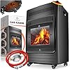 KESSER® Chauffage à gaz Poêle à gaz Radiateur infrarouge 3,4 k W Foyer au gaz 2 niveaux de chauffage infrarouge 3 400 W Chauffage radiant au gaz Bouteilles de butane ou de propane jusqu'à 11kg, noir