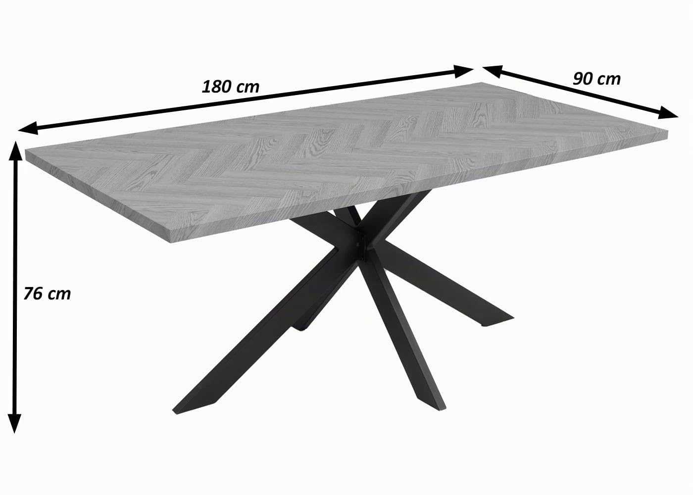 Mendler Esszimmertisch HWC-O55 MDF 180cm - helle Eiche-Optik