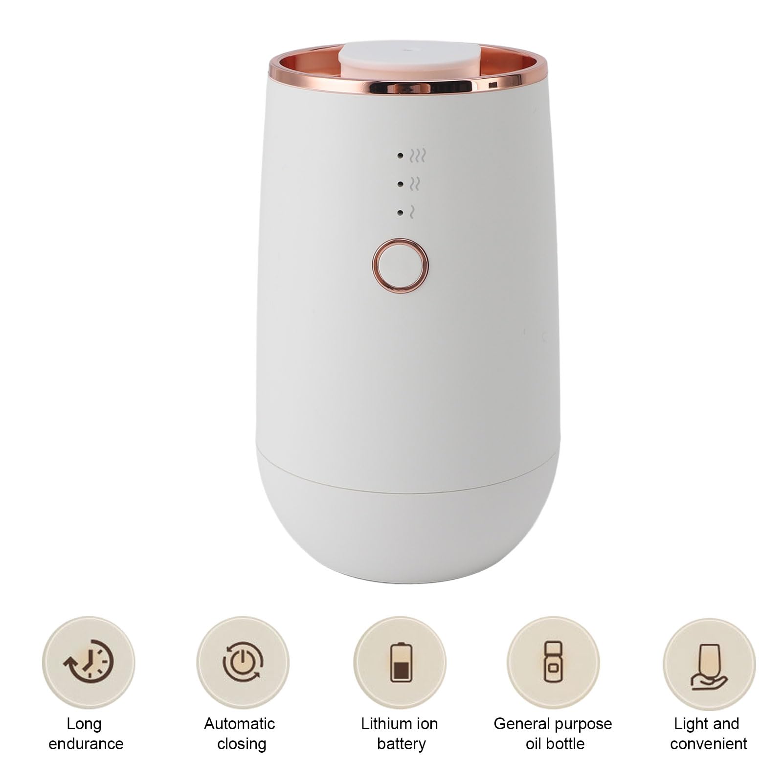 Difusor de Aromas para automóvil, difusor Compacto de aceites Esenciales para el hogar y el vehículo, purificador de Aire de Escritorio de 15 ml con batería de 2000 mAh, diseño (Blanca)