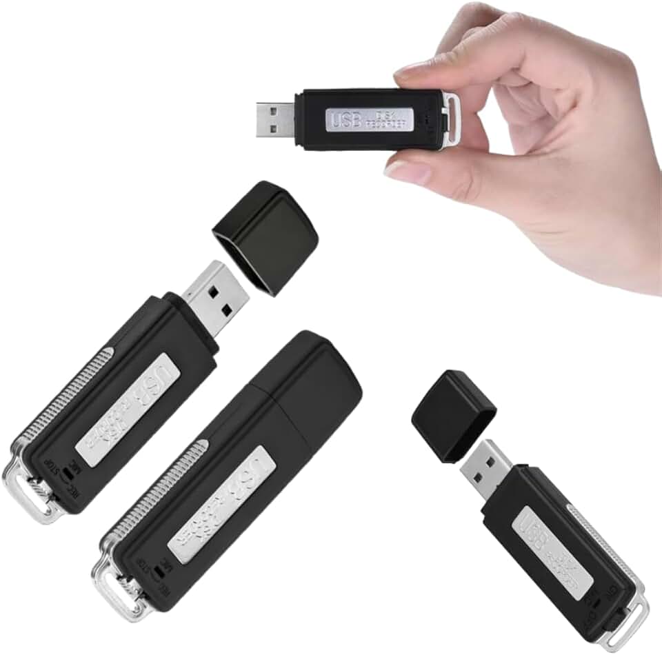 Gravador de Voz 16GB Externo Mini Pen Drive Discreto Portátil Som Espião Digitl MP3 Player Multi Windows 15 Horas de Gravação Redução de Ruído Mini Arquivos Criptografados