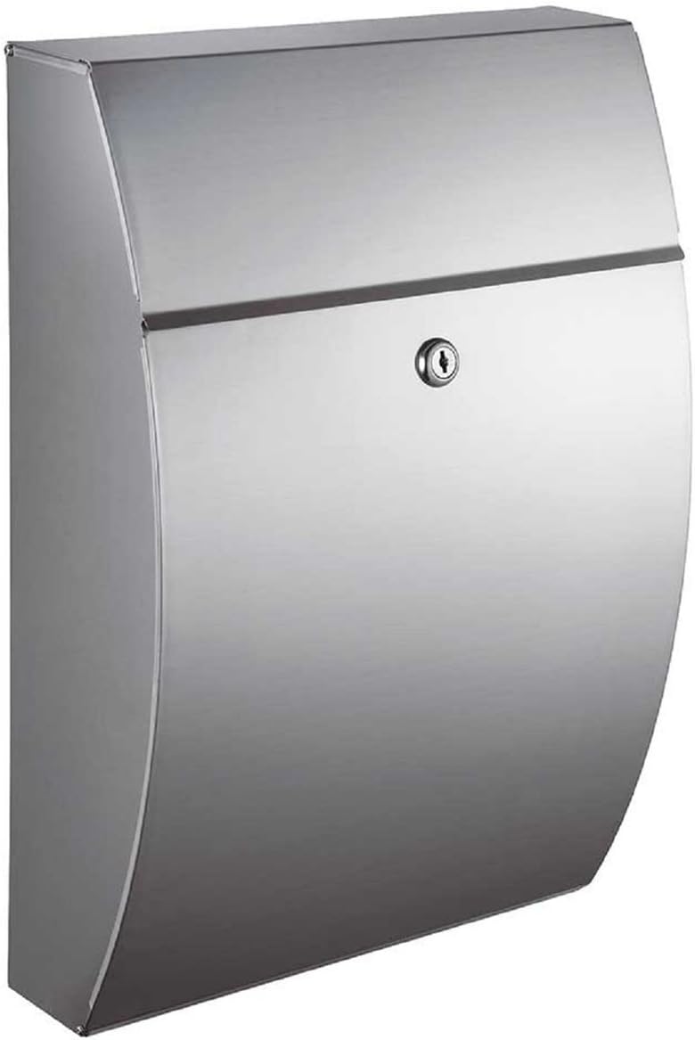 Qualarc WF-0906A Glacial Elliptical Stainless Steel Locking Wall Mount Mailbox, Silver