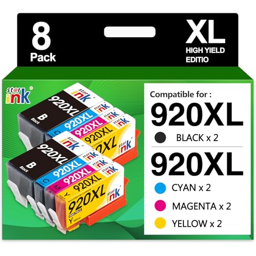 Starink 920XL Kompatibel für HP 920 XL 920XL Multipack Druckerpatronen für HP OfficeJet 6500A Druckerpatronen für OfficeJet 7500A Patronen 6500A 6500 6000 7500 7000 Patronen (8er-Pack) Starink 920XL Kompatibel für HP 920 XL 920XL Multipack Druckerpatronen für HP OfficeJet 6500A Druckerpatronen für OfficeJet 7500A Patronen 6500A 6500 6000 7500 7000 Patronen (8er-Pack)