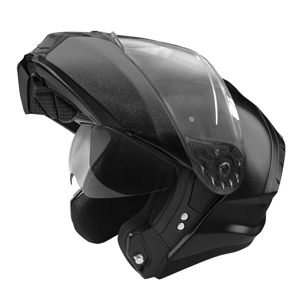 Szczękowy kask motocyklowy STORMER Blow Black Pearly – ECE 22.06, blenda przeciwsłoneczna, Pinlock, przystosowany do montażu interkomu Bluetooth
