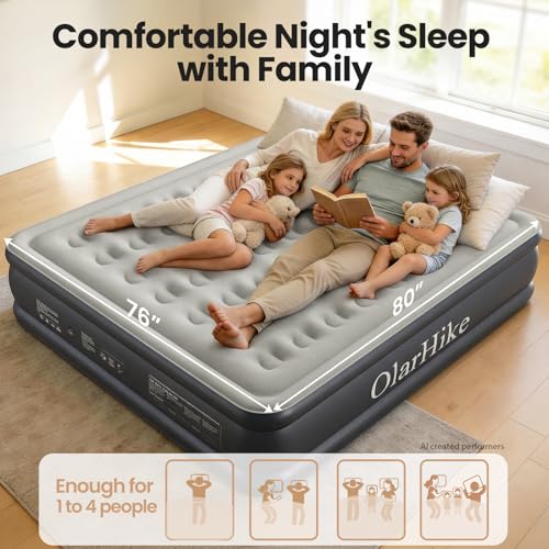 Image of OlarHike King Size Air Mattress with Built in Pump, 18 inch Blow Up Bed, 850lb