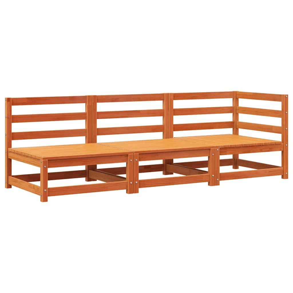 Generico Divano da Giardino a 3 Posti Marrone Cera Legno Massello Pino,Mobili,Mobili da Giardino,Mobili e sedie da Giardino,unità per Divano componibile da Esterno,Marrone,27.2 kg,837953