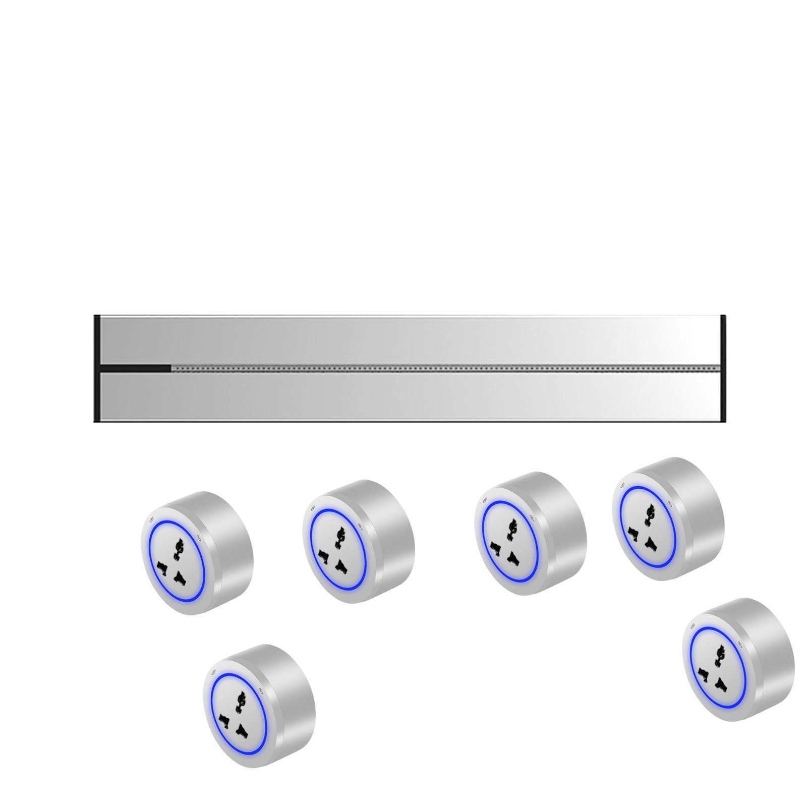 Power Strips Wall-Mounted Removable Power Sliding Track Socket, Anti-Shock, Detachable Supply(Silver,0.6M)