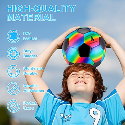 Retisee 2 Pcs Rainbow Soccer Ball Official Size For Kids Youth Teens Adults With Pump Machine Stitched Indoor Outdoor Sport Soccer Inflatable Ball For Boys Girls Game Training Practice (Size 5) #TOP3