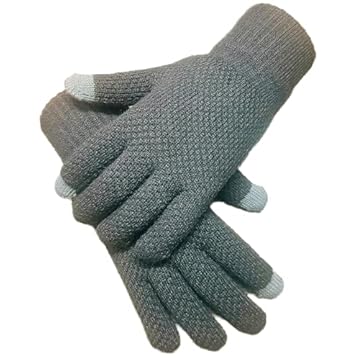 Luva de Frio Cinza Par Lã Touch Screen Celular Esquenta Inverno Luvas Moto