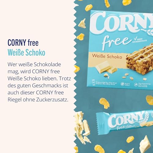 Müsliriegel Corny free Weiße Schoko, ohne Zuckerzusatz, 65 kcal pro Riegel, 60x20g