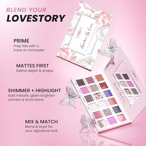 Image of INSIGHT Garden of Love Eyeshadow Palette | 18 Pigmented Shades with Metallic, Shimmer & Multi-Finish Colors | Long-Lasting, Blendable Eye Makeup for Day or Night | 40g