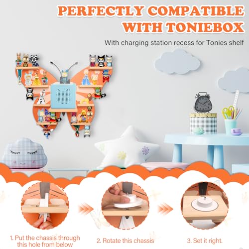 Image of Butterfly for TonieBox 1 /2 Tonies Figures Organizer Storage Wall Shelf | Magnetic Display Stand Collection 30~40 Tonie Box Characters Floating Shelves Storage Player
