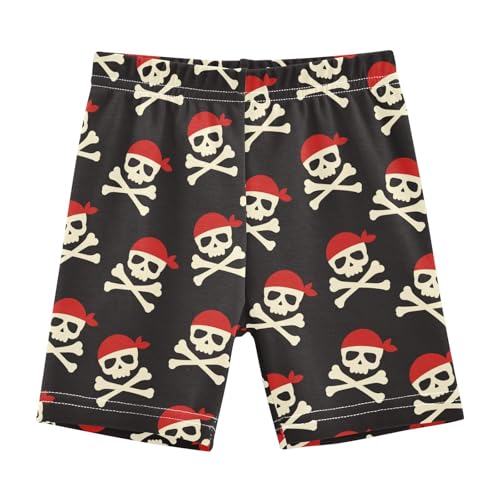 JHKKU Girls Pirate Skull Shorts Cotton Cartwheel Bike Kids Biker Under Dress Dance Short Girl Clothes 4T