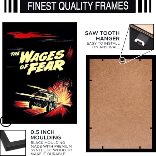 Image of BLINKART The Wages Of Fear (1953) Movie Poster Frame 12x18 Inch | Premium 300 GSM Paper Wall Print | Vintage Film Artwork for Home, Bedroom, Living Room, Office | Framed Photo Decor