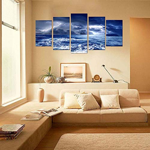 Foudre dans la mer idée cadeau moderne originale en toile 5 pièces - 4