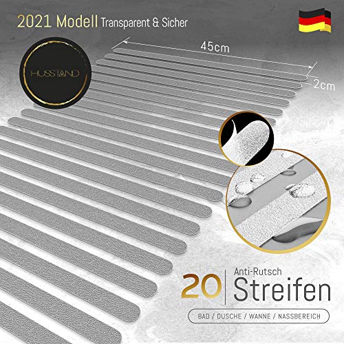 husstand Anti-Rutsch Streifen für Badewanne & Dusche - 100% Transparent & Selbstklebend - Antirutsch Sticker Badewanne - Antirutschmatten - Duschmatten rutschfest