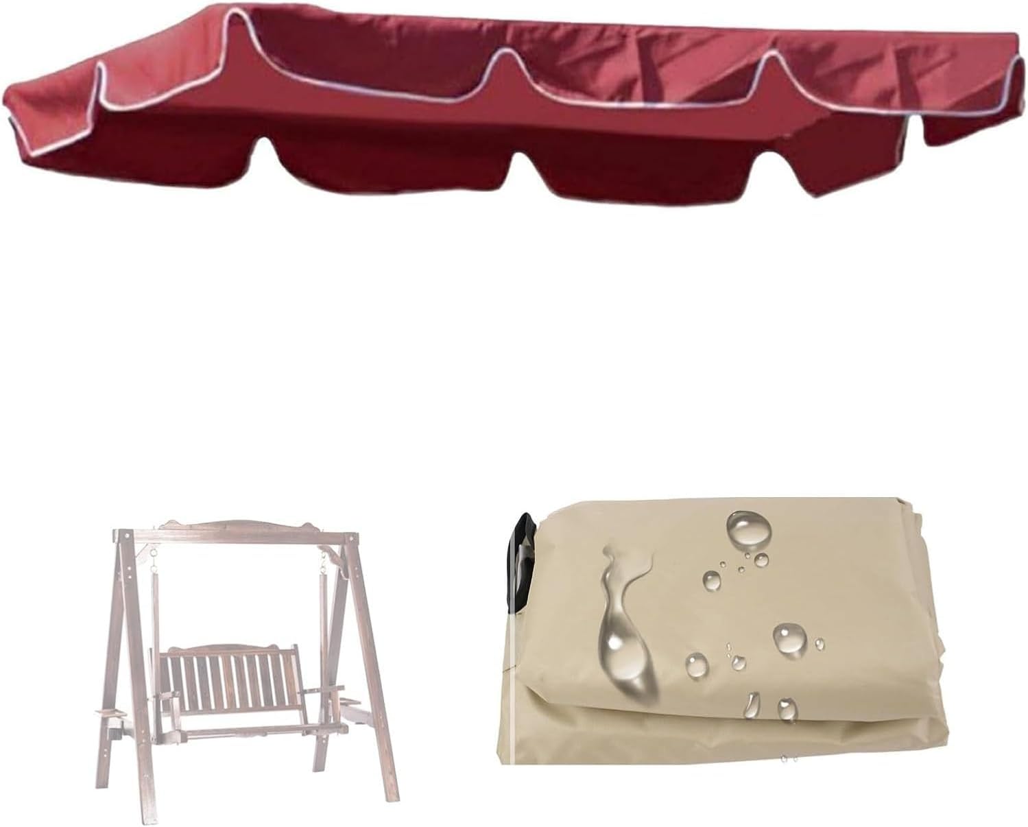 Garden Swing Canopy Replacement Swing Chair Canopy Replacement 3 Seater Windproof Anti-UV Covers Garden Hammock Top Cover,05,164x114x15cm