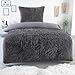 Produktbild BaSaTex Flokai Fleece Winter Bettwäsche 135x200 + 80x80 Flausch Plüsch Bettgarnitur 2 teilig | Fellimitat aus 100% Mikrofaser | Farbe: Anthrazit/Anthrazit
