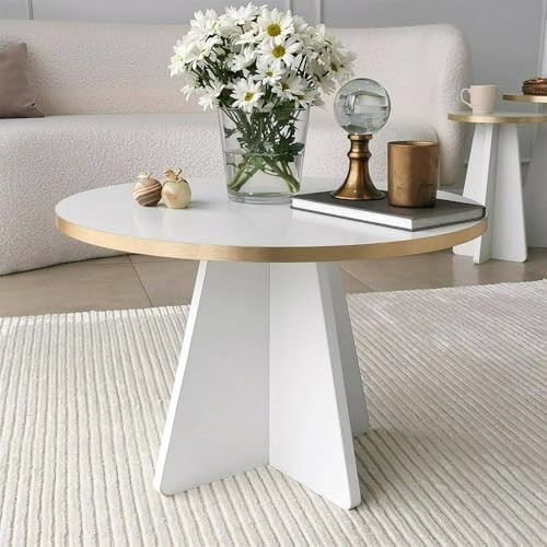 Table basse carrée Elnath dorée et blanche avec étagère basse - 7