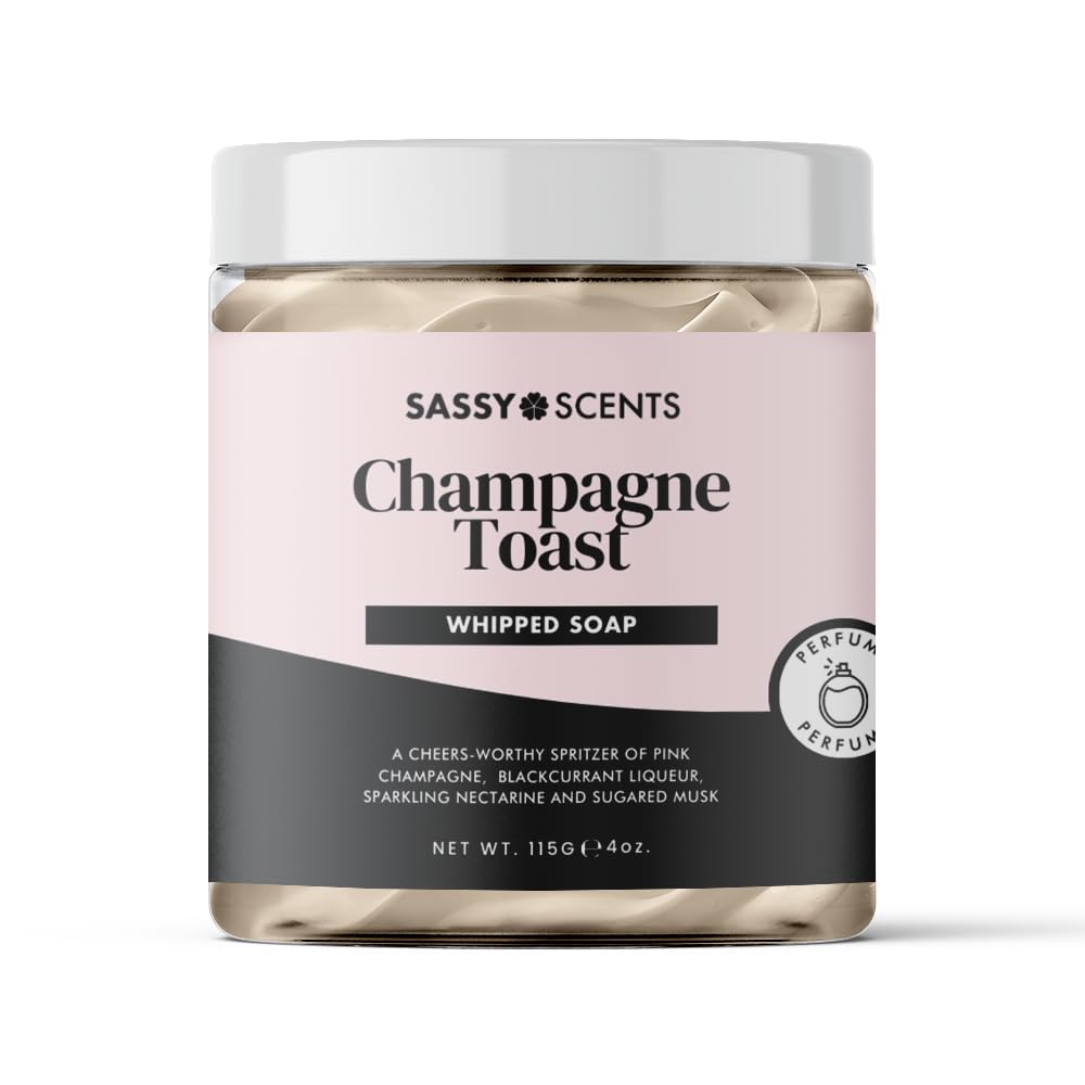 Sassy Scents - Whipped Soap, Champagne Toast - Cleanse and Nourish the Skin, With Uplifting Fragrance - Gentle and Suitable for all Skin Types - Vegan Friendly - 115g