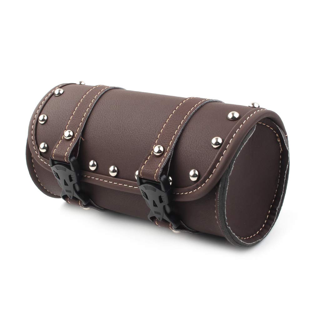 SIKUAI Motorcycle Waterproof Handlebar Travel Bag Storage Front Fork Bag for Harley for honda for Yamaha for Suzuki for Kawasaki Street Bikes Dirt Sport Bike ATV Go Karts Quads, Brown